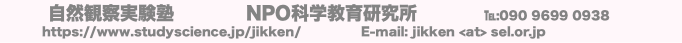 自然観察実験塾 NPO科学教育研究所 ℡:090 9699 0938
https